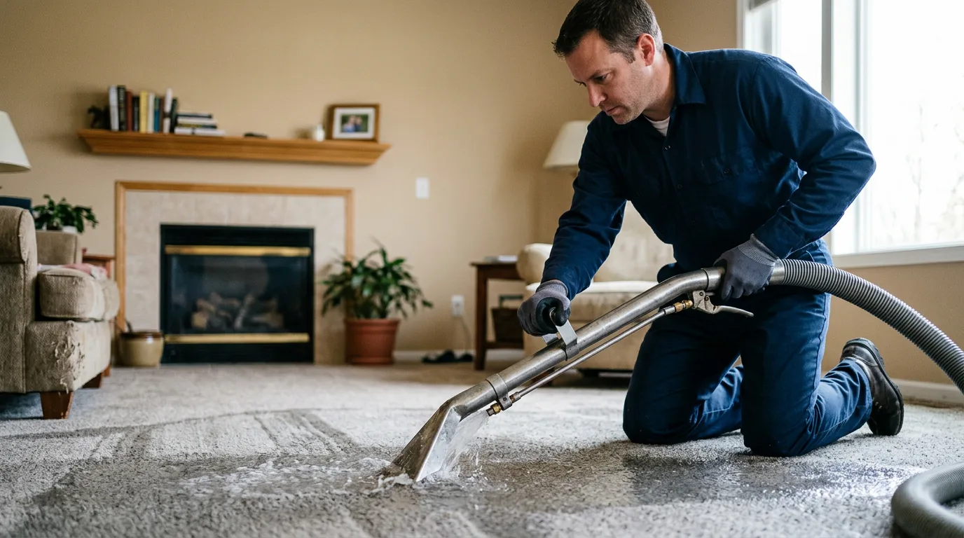 Water damage restoration technician working near Warsaw, VA